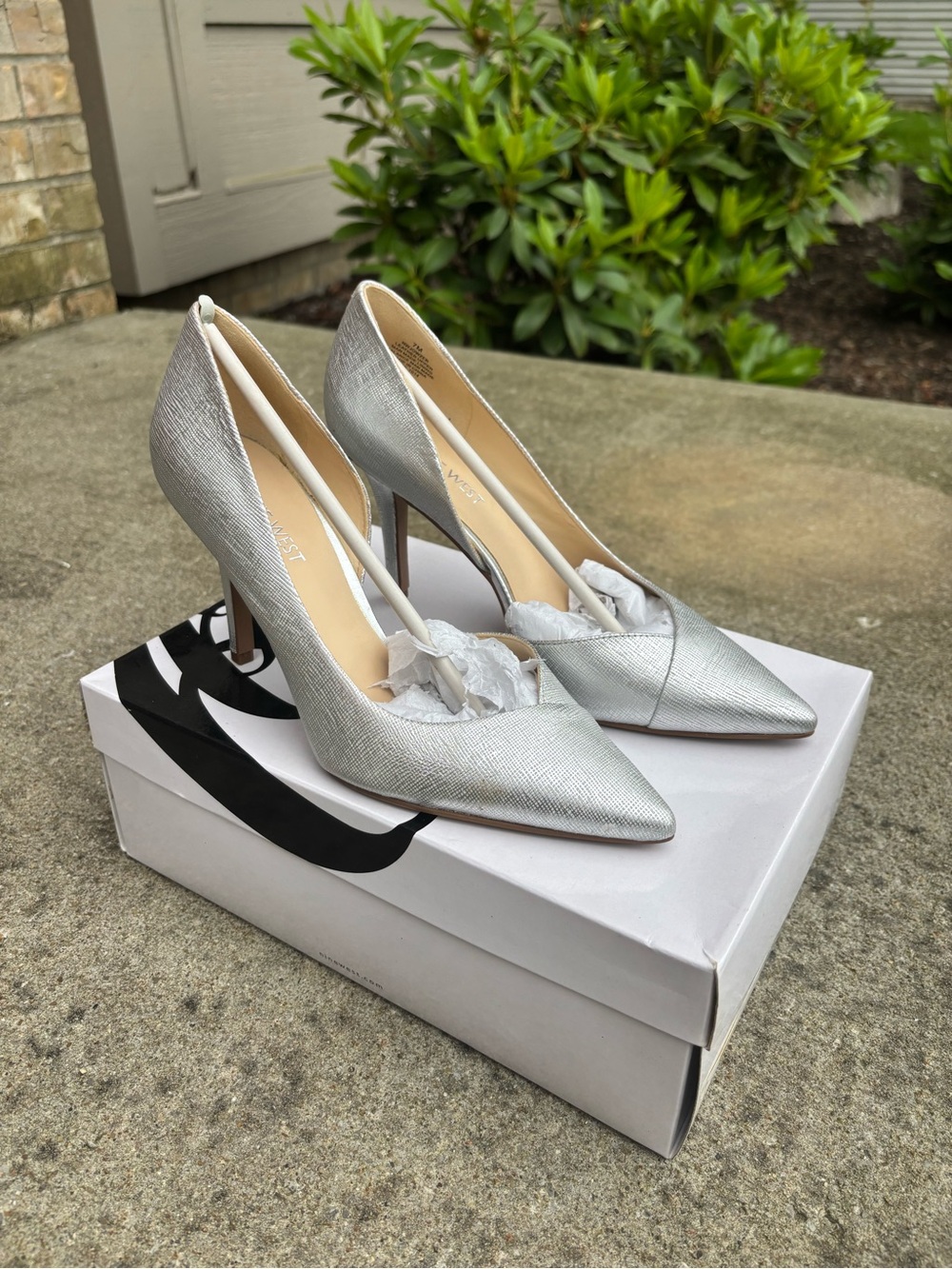 Nine West Metallic Silver Pointed-Toe Stilettos